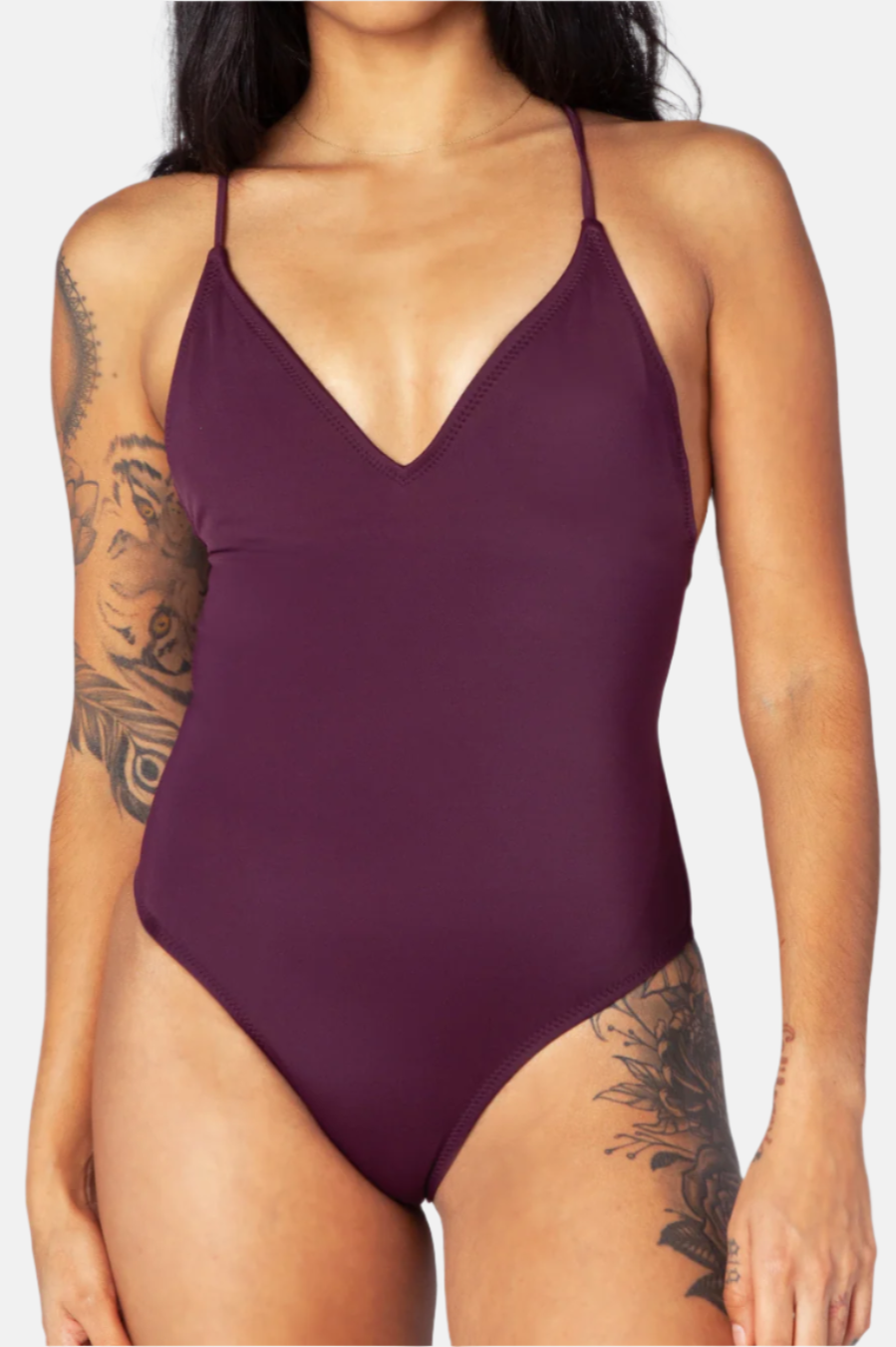 Amethyst Maillot by Swimspiration with Labradorite, Amethyst Purple, Peridot, and Carnelian gems