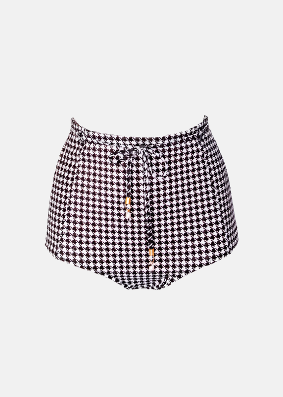 Pardon My French Houndstooth Breve Bottom by Swimspiration with Black Spinel, Moonstone, Pearls