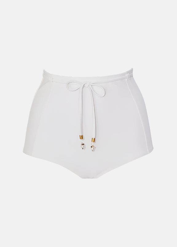 Pardon My French White Breve Bottom by Swimspiration with Black Spinel, Moonstone, Pearls