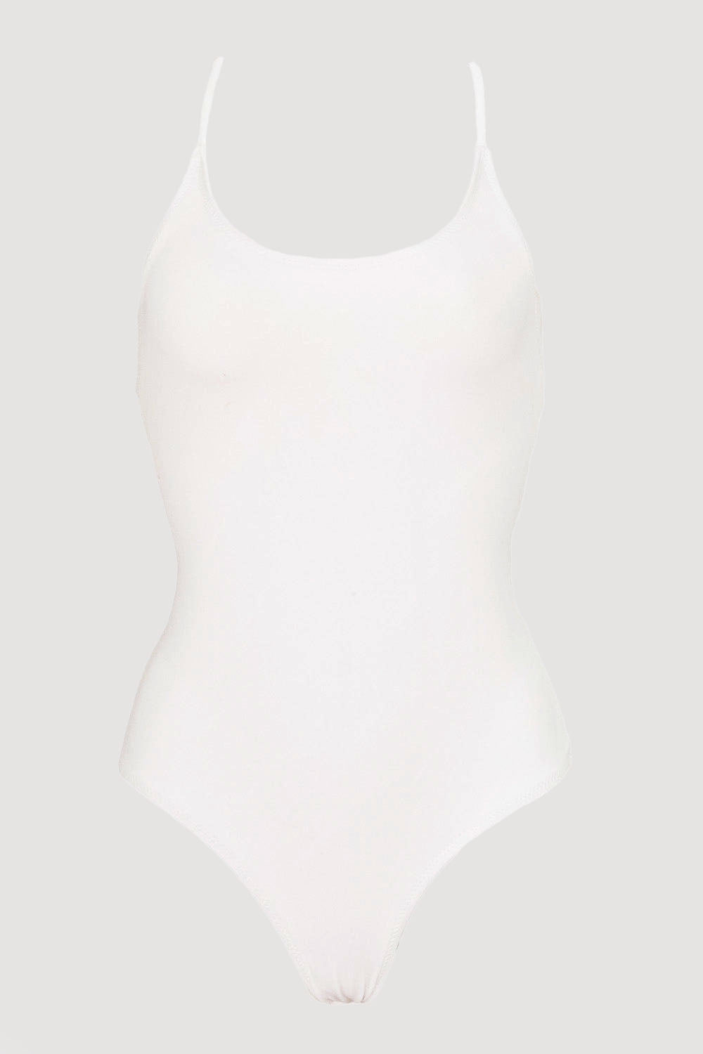 Pardon My French White Maillot by Swimspiration with Black Spinel, Moonstone, Pearls