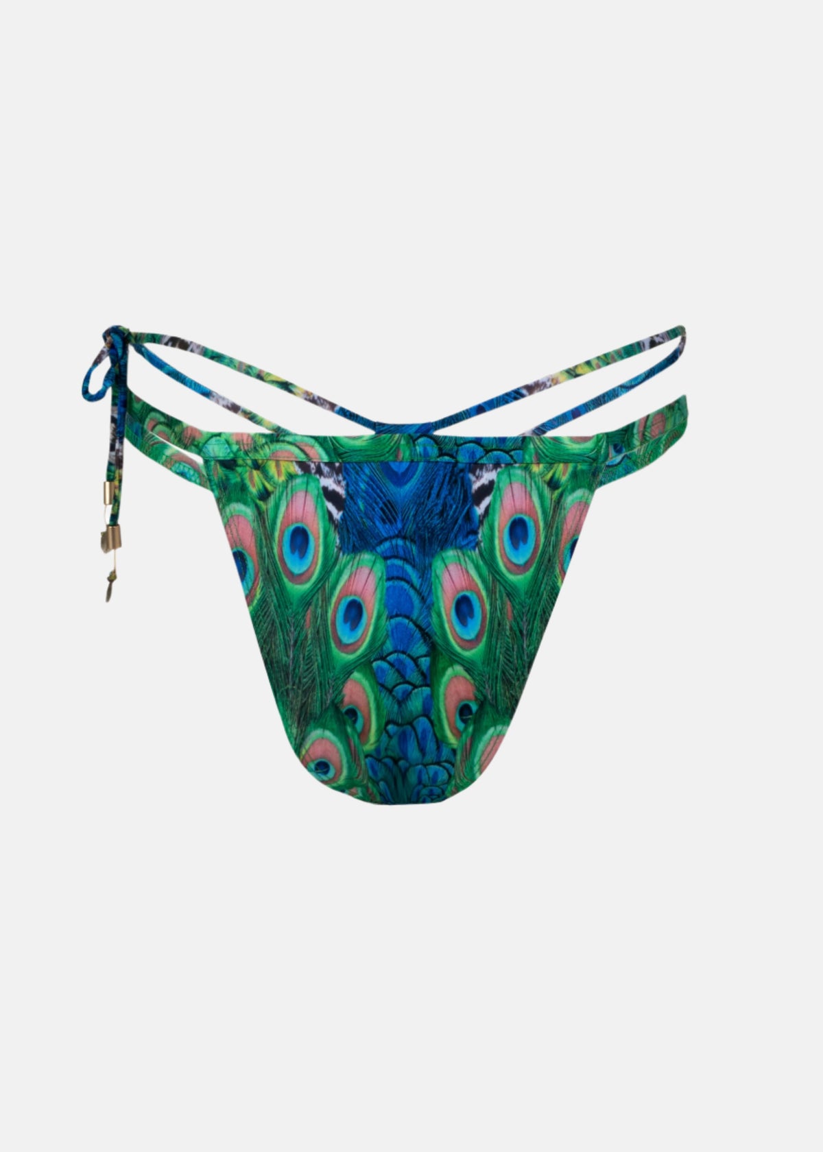 Peacock Bikini Bottom by Swimspiration with Labradorite, Amethyst Purple, Peridot, and Blue Apatite Gems