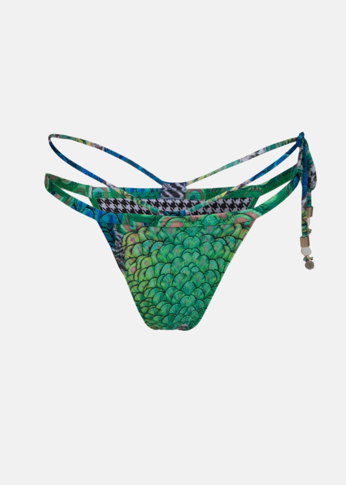 Peacock Bikini Bottom by Swimspiration with Labradorite, Amethyst Purple, Peridot, and Blue Apatite Gems