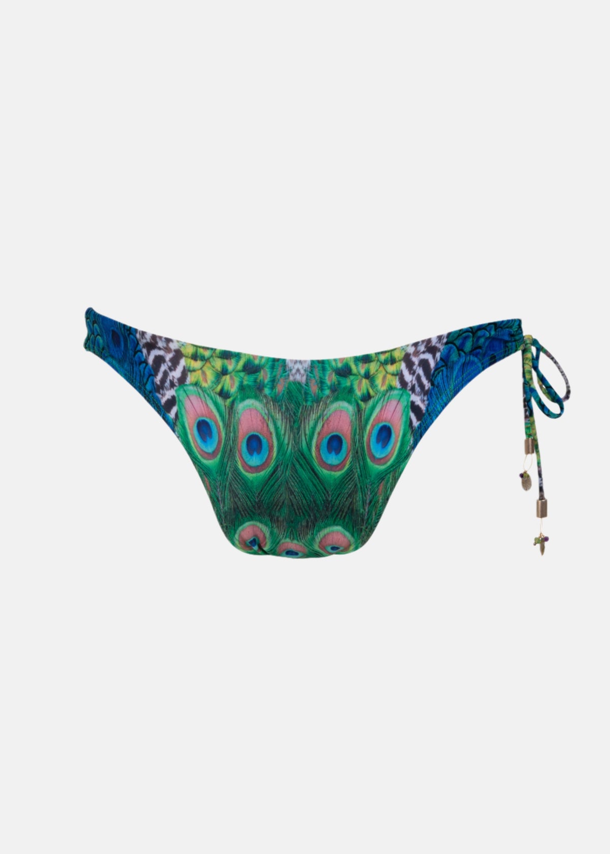 Peacock Bikini Bottom by Swimspiration with Labradorite, Amethyst Purple, Peridot, and Blue Apatite Gems