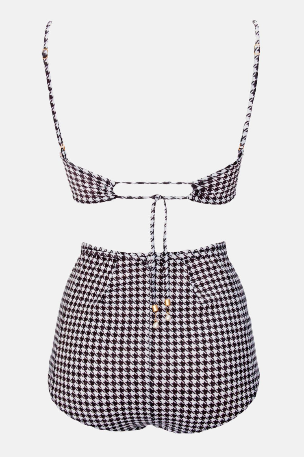 Pardon My French Houndstooth Breve Bottom by Swimspiration with Black Spinel, Moonstone, Pearls