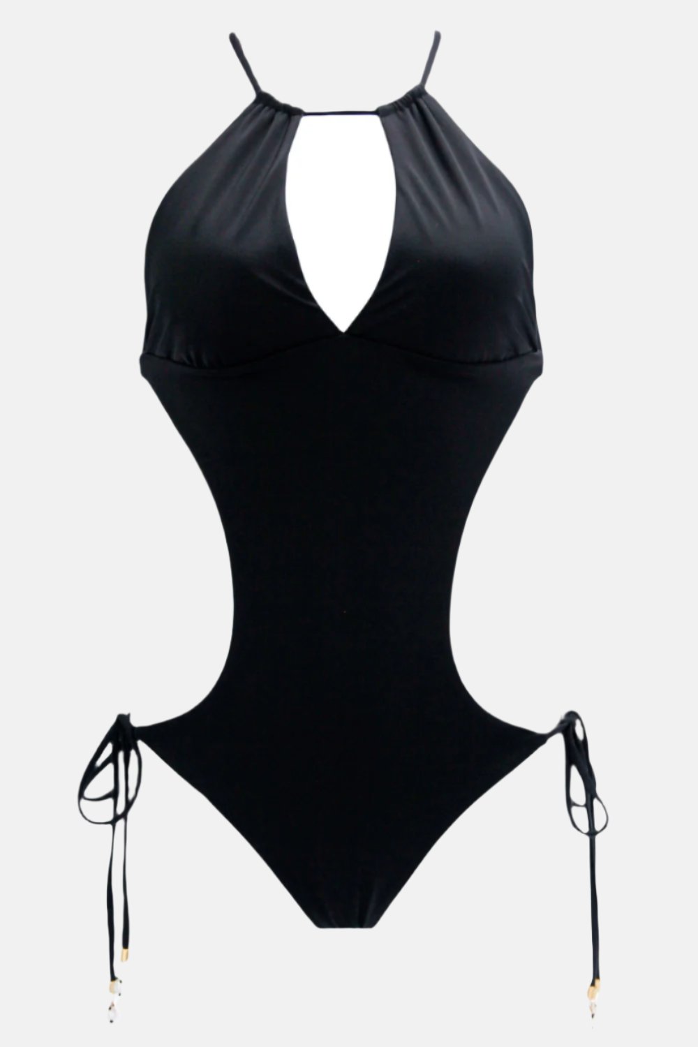 Pardon My French Black Monokini by Swimspiration with Black Spinel, Moonstone, Pearls