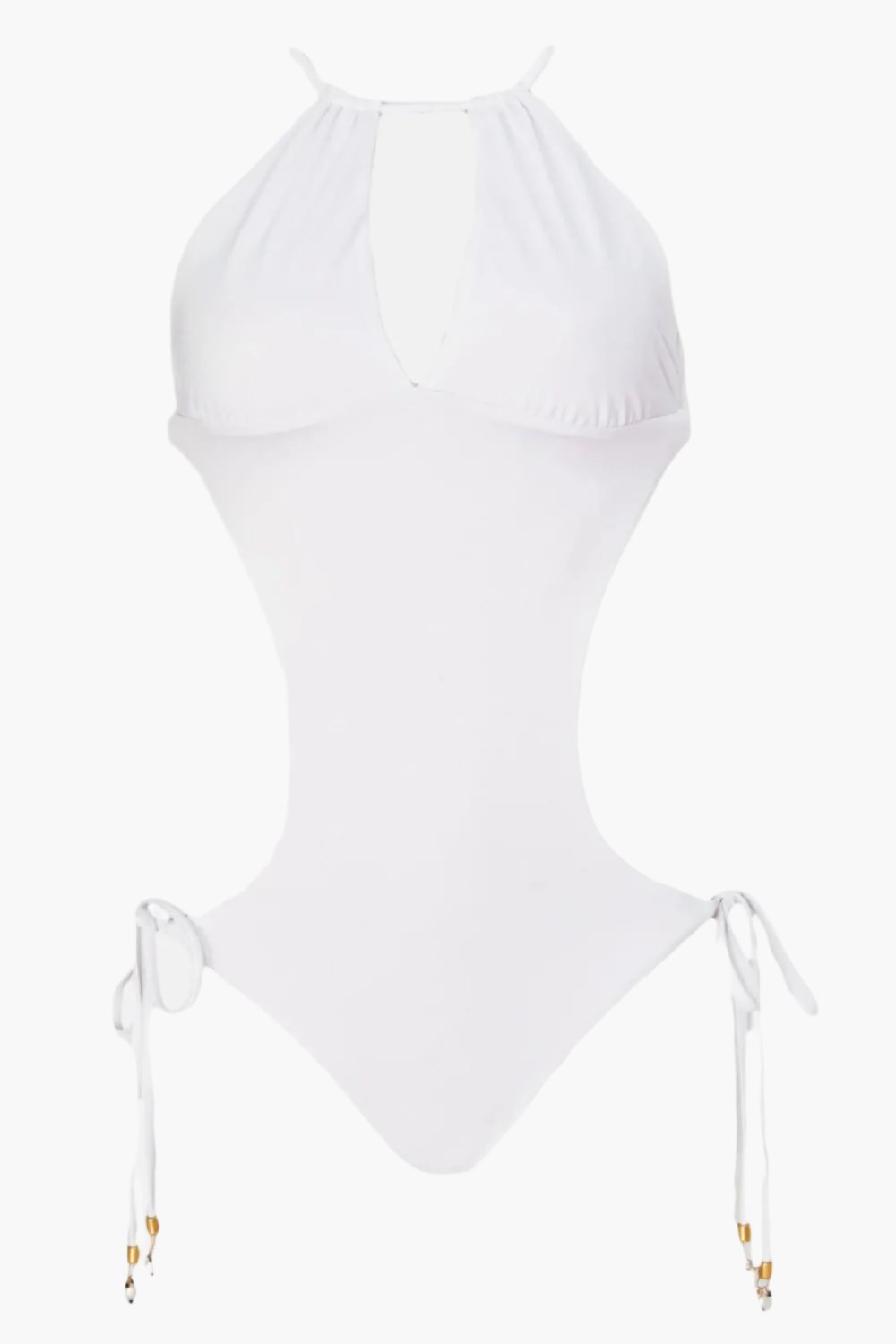 Pardon My French White Monokini by Swimspiration with Black Spinel, Moonstone, Pearls