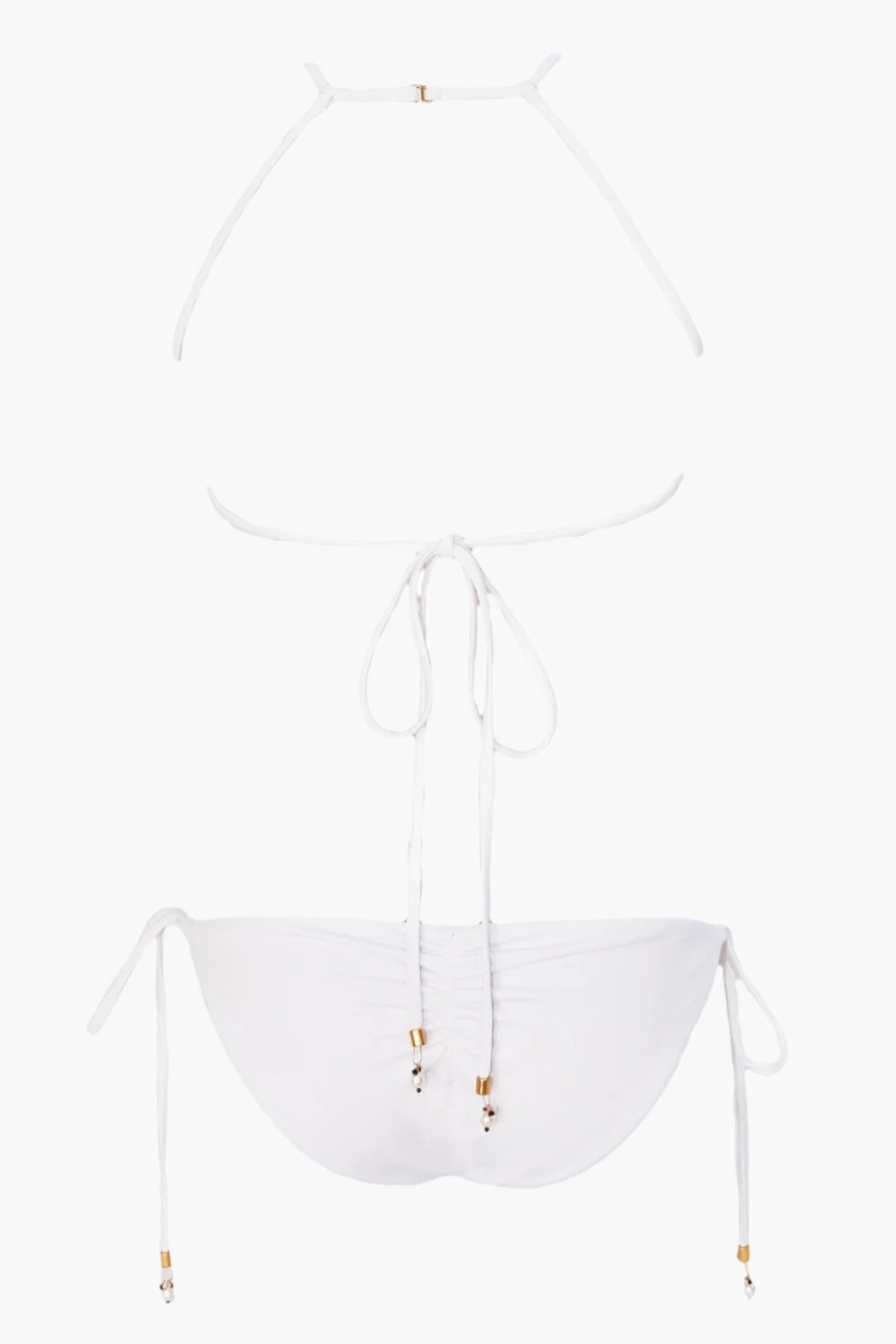 Pardon My French White Monokini by Swimspiration with Black Spinel, Moonstone, Pearls