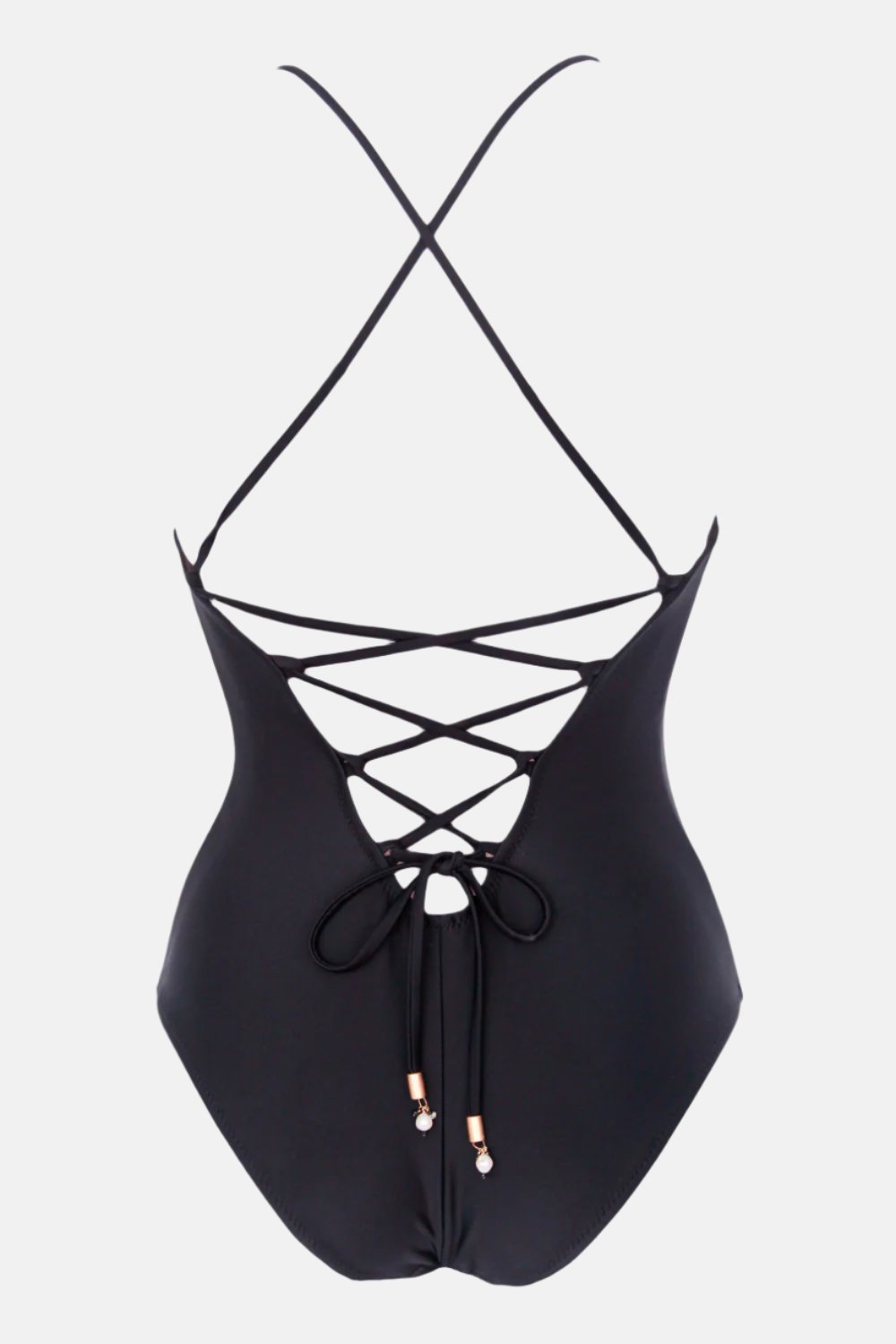 Pardon My French Black Maillot by Swimspiration with Black Spinel, Moonstone, Pearls