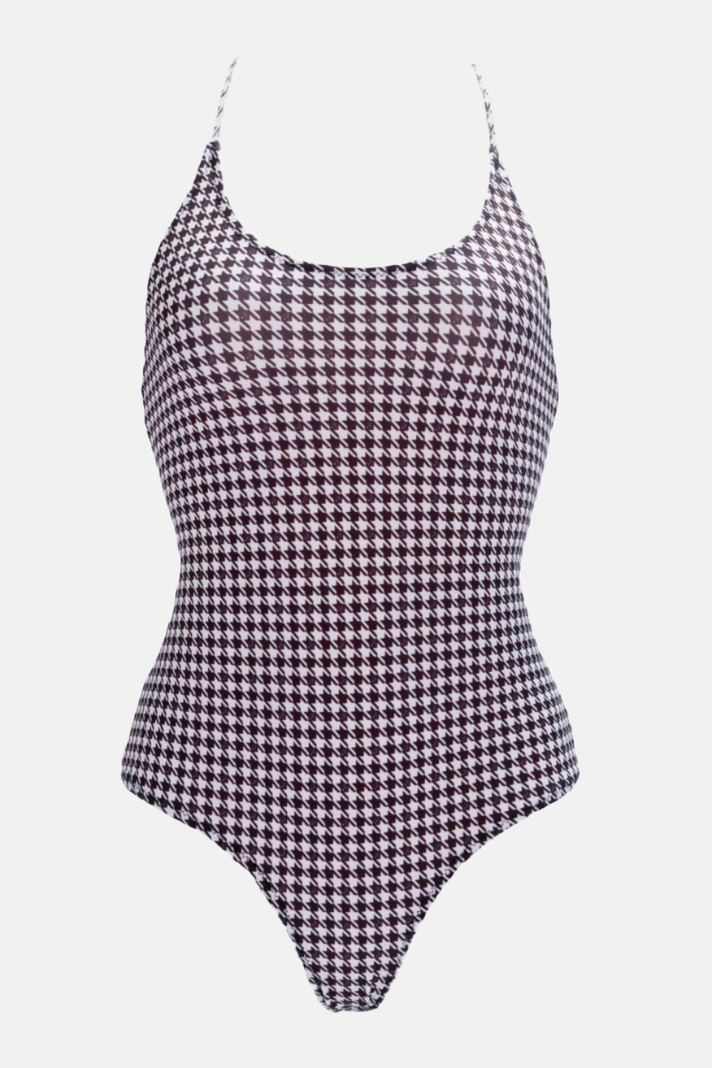 Pardon My French Houndstooth Maillot by Swimspiration with Black Spinel, Moonstone, Pearls