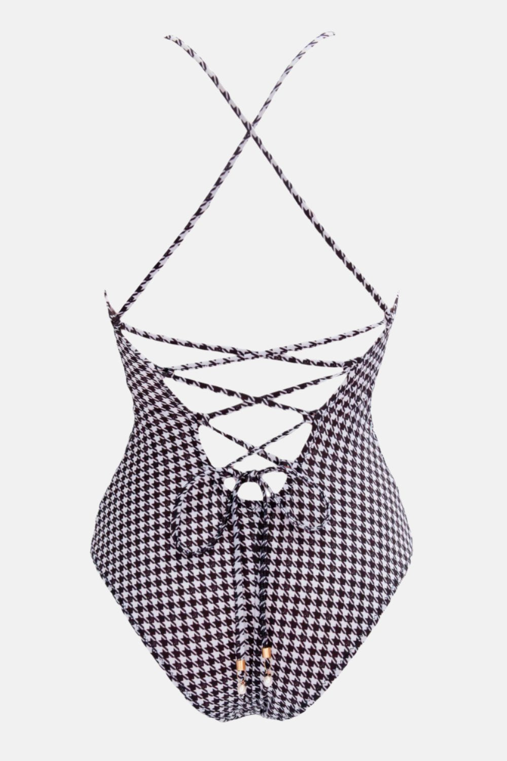 Pardon My French Houndstooth Maillot by Swimspiration with Black Spinel, Moonstone, Pearls