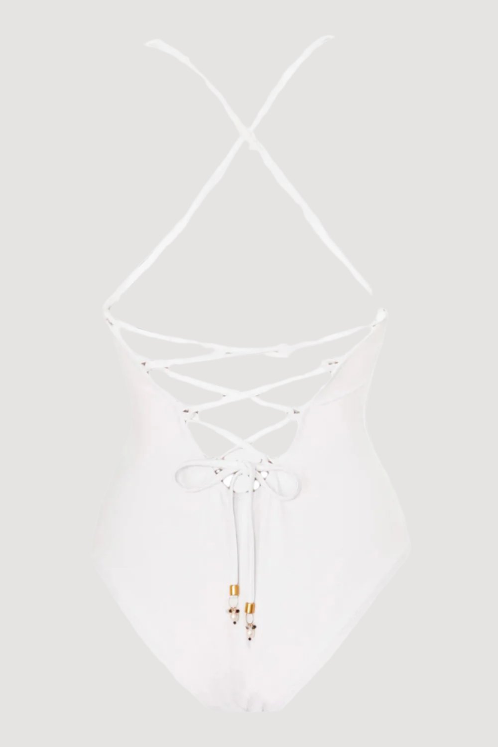 Pardon My French White Maillot by Swimspiration with Black Spinel, Moonstone, Pearls